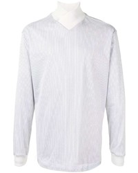 Giorgio Armani Knit Collar Pinstriped Shirt