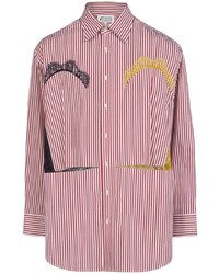 Maison Margiela Lace Detail Striped Cotton Shirt