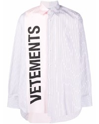 Vetements Logo Print Striped Shirt