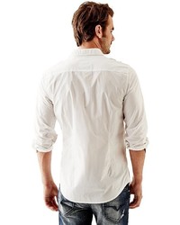 GUESS Long Sleeve Sateen Dobby Striped Slim Fit Shirt
