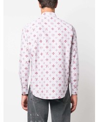 Aries Monogram Pattern Striped Cotton Shirt