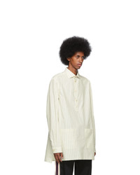 Gucci Off White And Blue Oversized Striped Shirt