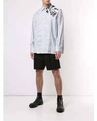 Raf Simons Pinstriped Shirt With Photo Print On The Shoulder