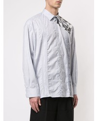 Raf Simons Pinstriped Shirt With Photo Print On The Shoulder