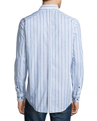 Bogosse Striped Long Sleeve Sport Shirt White