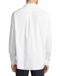 Salvatore Ferragamo Striped Placket Sport Shirt White