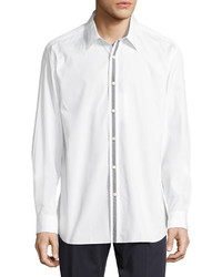 Salvatore Ferragamo Striped Placket Sport Shirt White