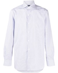 Finamore 1925 Napoli Striped Spread Collar Cotton Shirt