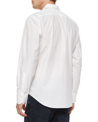 Zachary Prell Tonal Stripe Woven Long Sleeve Shirt White