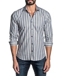 Jared Lang Trim Fit Stripe Button Up Shirt
