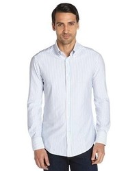 Brunello Cucinelli White And Blue Striped Shirt