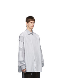 Random Identities White And Grey Zip Pocket Shirt