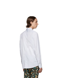 Dries Van Noten White And Navy Stripe Shirt