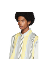 Homme Plissé Issey Miyake White And Yellow Stripe Press Shirt