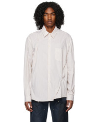 Men's Brown Wool Waistcoat, White Vertical Striped Long Sleeve Shirt ...