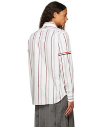 Thom Browne White Hairline Stripe Rwb Armband Shirt