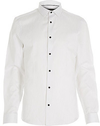 River Island White Stripe Long Sleeve Shirt