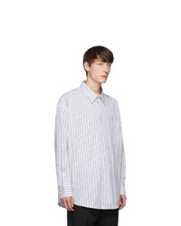 AMI Alexandre Mattiussi White Striped Oversized Shirt