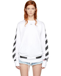 White Vertical Striped Long Sleeve T-shirt