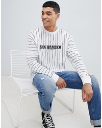 New Look Long Sleeve T Shirt With San Francisco Print In White Stripe