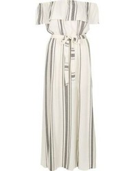 River Island White Stripe Bardot Maxi Dress