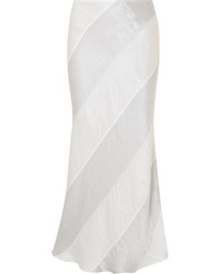 White Vertical Striped Maxi Skirt