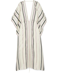 Roland Mouret Adamson Lace Up Striped Canvas And Stretch Crepe Midi Dress