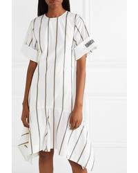 Calvin Klein 205W39nyc Asymmetric Striped Embroidered Cotton Poplin Dress