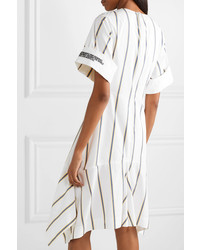 Calvin Klein 205W39nyc Asymmetric Striped Embroidered Cotton Poplin Dress