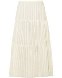 See by Chloe Striped Cotton Jacquard Skirt