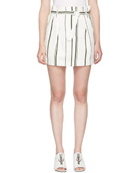 White Vertical Striped Mini Skirt