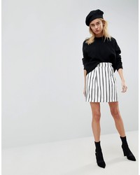 ASOS DESIGN Asos Tailored Ruffle Paperbag Waist A Line Mini Skirt In Stripe