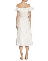 Alexander Wang T By Pinstriped Off The Shoulder Dress