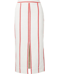 White Vertical Striped Pencil Skirt
