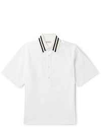 Dries Van Noten Mesh Panelled Cotton Poplin Polo Shirt