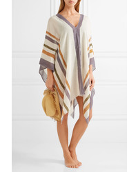 Eres Striped Cotton And Cashmere Blend Gauze Poncho Off White