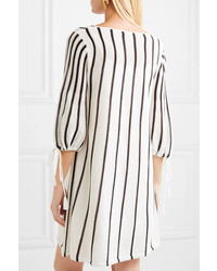 See by Chloe Tasseled Striped Cotton Blend Mini Dress