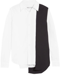 Comme des Garcons Comme Des Garons Comme Des Garons Zip Detailed Paneled Pinstriped Cotton Shirt White