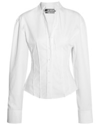 Jacquemus La Chemise Pinces Pinstriped Cotton Poplin Shirt White
