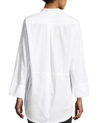 Joseph Lenno Button Front Cotton Shirt W Selvedge Stripe