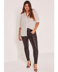 Missguided Plus Size White Striped Shirt