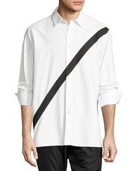 Public School Neruda Contrast Stripe Cotton Shirt Whiteblack