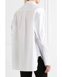 Maison Margiela Paneled Striped Cotton Poplin Shirt White