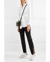 Madewell Tie Front Pinstriped Cotton Shirt White