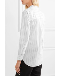 Madewell Tie Front Pinstriped Cotton Shirt White