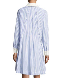 Neiman Marcus Striped Swing Shirtdress White