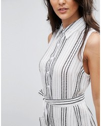 Glamorous Tie Waist Stripe Shirt Dress