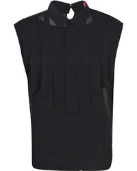 Boohoo Kylie Pleat Front Sheer Collared Blouse