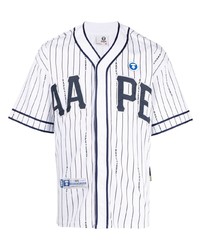AAPE BY A BATHING APE Aape By A Bathing Ape Logo Patch Striped Cotton Shirt