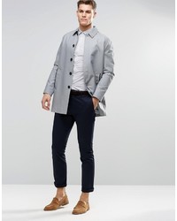 Asos Brand Skinny Shirt In Fine Stripe With Short Sleeves